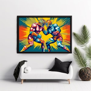 El Luchador Art Print V14, Stunning Representation Of A Masked Wrestler Evoking The Passion & Intensity Of Mexican Lucha Libre.