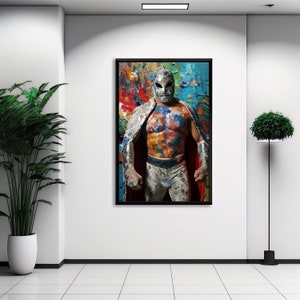 Luchador Art Print: Mexican Wrestler, Impasto Texture