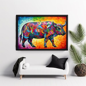 Bull Alebrije Art Print, Stunning Art Canvas Of Magical Mexican Folklore Alebrije . Beautiful Art Print On Museum Quality Photo Paper.