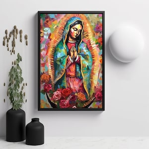 Our Lady Of Guadalupe Art Print V20, Beautiful Representation Of Virgen De Guadalupe In The Style Of Mexican Art.  Photo Paper Pro