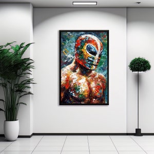 Luchador Art Print: Mexican Wrestler Impasto Painting