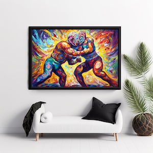 El Luchador Art Print V10, Stunning Representation Of A Masked Wrestler Evoking The Passion & Intensity Of Mexican Lucha Libre.