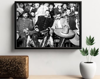 Emiliano Zapata & Pancho Villa Historical Meeting Photo Print, Stunning Portrait Of Mexican Revolutionaries. Digitally Restored Photograph