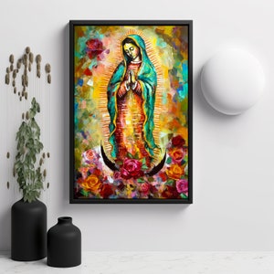 Our Lady of Guadalupe Art Print: Mexican Impasto Style