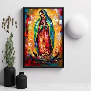 Our Lady of Guadalupe Art Print: Impasto Mexican Art on Photo Paper