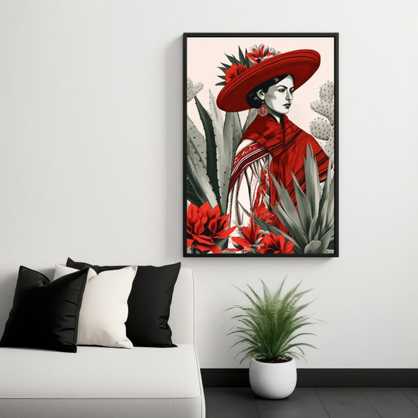Beautiful "Hacendada" Art Print, Stunning Portrait Of An Elegant Mexican Landowner. Mexican Art Print On Photo Paper Pro Luster