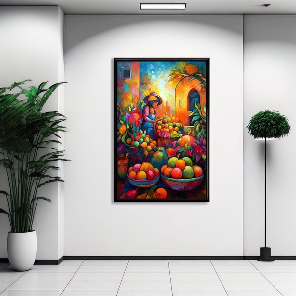Woman At The Market Art Print, Stunning Portrait Of A Mexican Scene Art Printed On Top Quality Photo Paper Pro Luster. V2