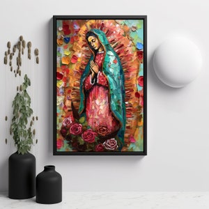 Our Lady Of Guadalupe Art Print V17, Beautiful Representation Of Virgen De Guadalupe In The Style Of Mexican Art.  Photo Paper Pro