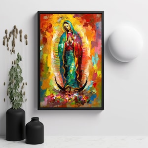 Our Lady of Guadalupe Art Print: Impasto Mexican Art Style