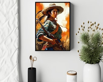 Soldadera Art Print: Fierce Adelita, Mexican Revolution Portrait