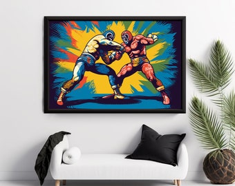 El Luchador Art Print V13, Stunning Representation Of A Masked Wrestler Evoking The Passion & Intensity Of Mexican Lucha Libre.