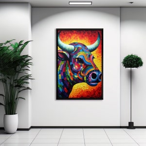 Bull Alebrije Art Print, Stunning Art Canvas Of Magical Mexican Folklore Alebrije . Beautiful Art Print On Museum Quality Photo Paper.