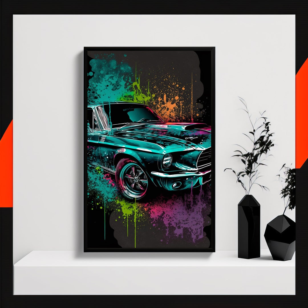 1968 Ford Mustang Art Print: Pop Art Muscle Car - Etsy