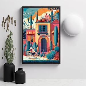 Mexican Town Art Print, Stunning & Colorful View Of Mexican Street Art Printed On Top Quality Photo Paper Pro Luster. V3