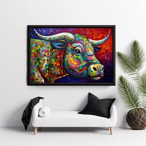 Bull Alebrije Art Print, Stunning Art Canvas Of Magical Mexican Folklore Alebrije . Beautiful Art Print On Museum Quality Photo Paper.