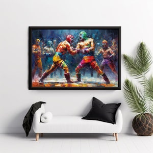 El Luchador Art Print V12, Stunning Representation Of A Masked Wrestler Evoking The Passion & Intensity Of Mexican Lucha Libre.