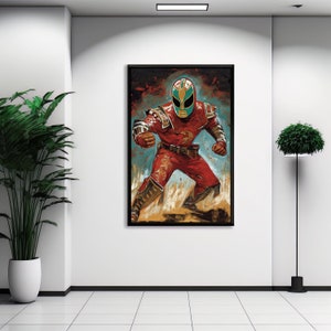 El Luchador Art Print V3, Stunning Representation Of A Masked Wrestler Evoking The Passion & Intensity Of Mexican Lucha Libre.