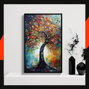 The Tree Of Life Art Print, Stunning & Vibrant Art On The Style Of Knife Palette Printed On Top Quality Photo Paper Pro Luster. V4