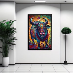 Bull Alebrije Art Print, Stunning Art Canvas Of Magical Mexican Folklore Alebrije . Beautiful Art Print On Museum Quality Photo Paper.