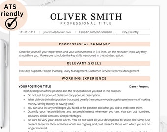 Resume Template Word ATS, Resume Template Word,  Executive Modern Resume Template, Cover Letter Template, ATS Friendly Resume Template