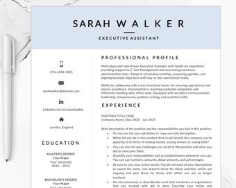 Simple Resume Template, Professional Modern Resume Template for Word, Clean Modern Executive Resume Template, CV Template,Cover Letter