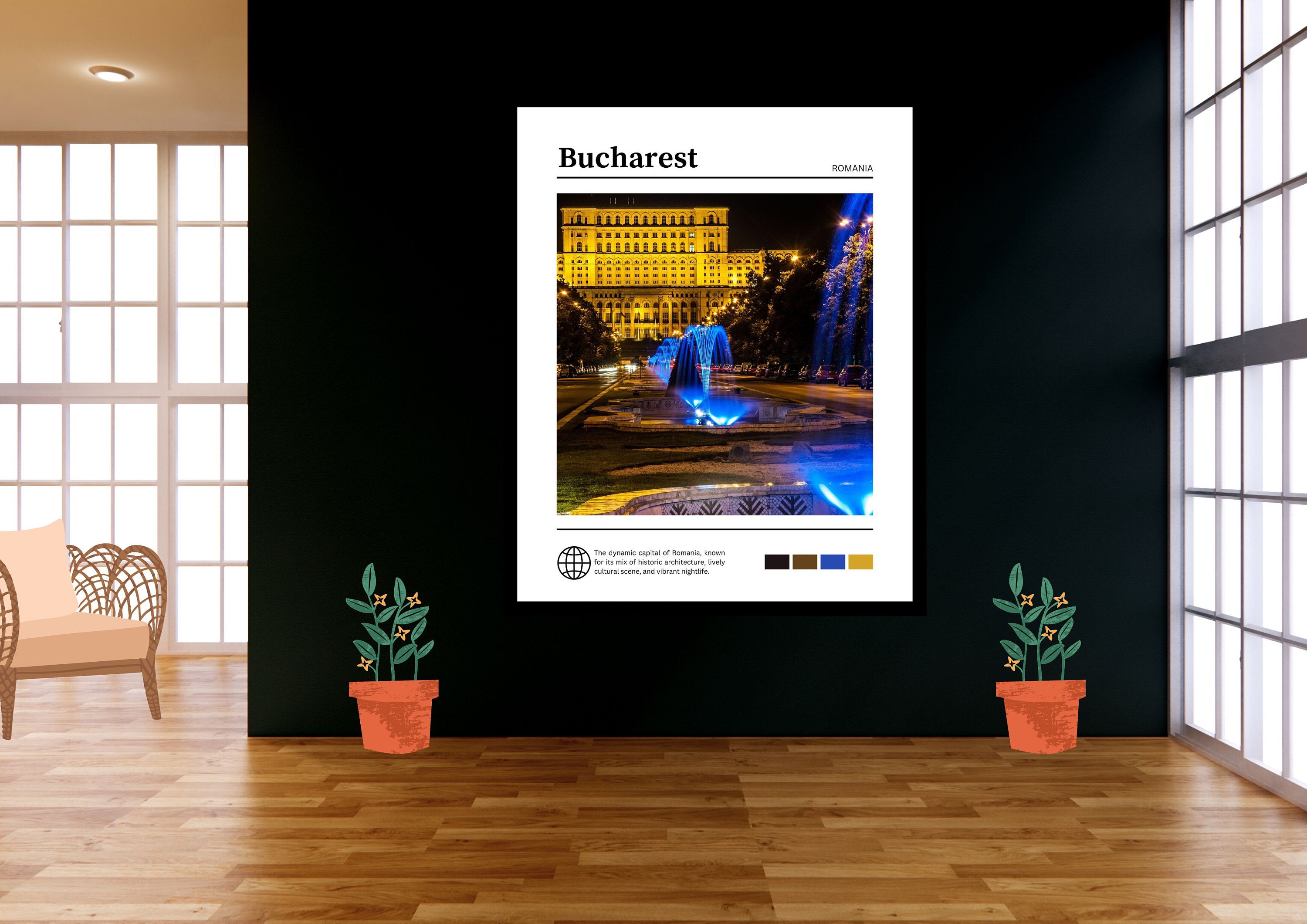 Bucharest Poster Bucharest Wall Art Palace of the Etsy