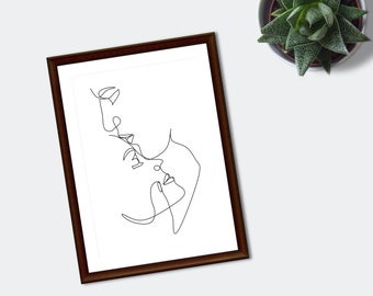 Väggkonst för par, Digitalt konstverk, Skriv ut själv-filer, Svartvitt tryck, Modern väggkonst