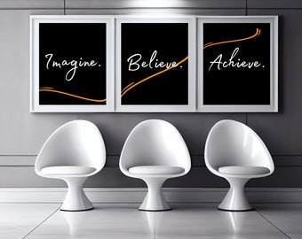 Set med 3 tryck, Positiv affirmation, PDF PNG-filer, Digital nedladdning, Väggdekor