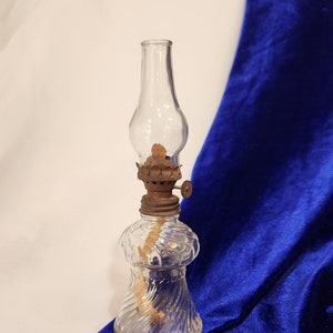 Miniature Oil Lamp P & A Acorn Burner Swirl Base Twist Glass Vintage Tabletop Lighting Decor