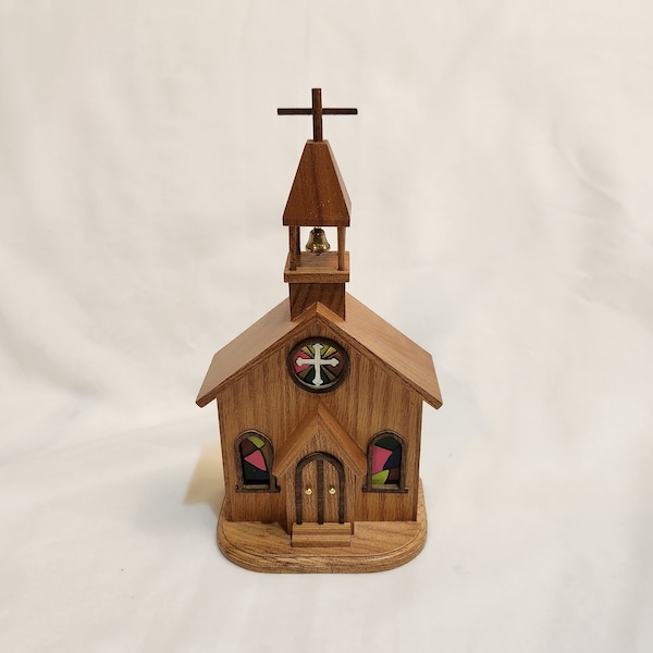 Lefton Wooden Church Schmid Music Box Plays Amazing Grace - YouTube VIDEO! | Vintage Music Box