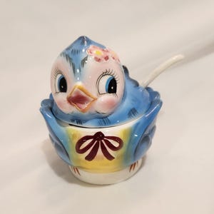 ブルーバード　陶器　シェイカー　昭和レトロ Vintage Blue Bird Cup and Saucer