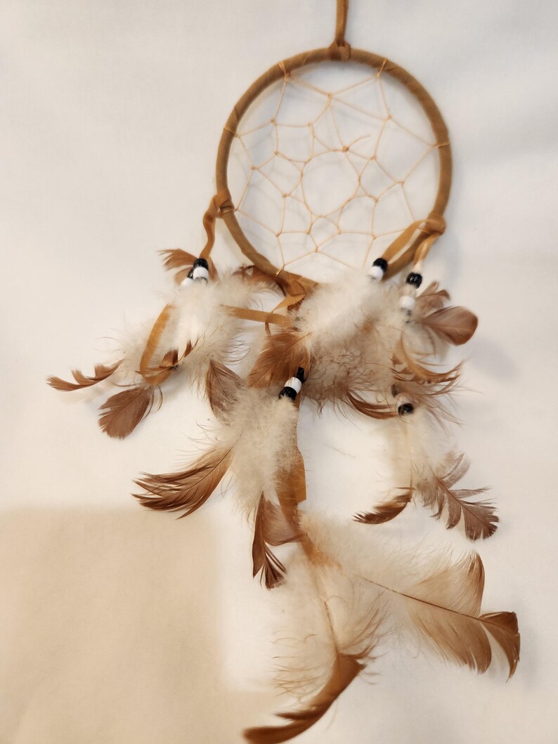Vintage Native American Dream Catcher: Tan Straps, Black Beads and ...