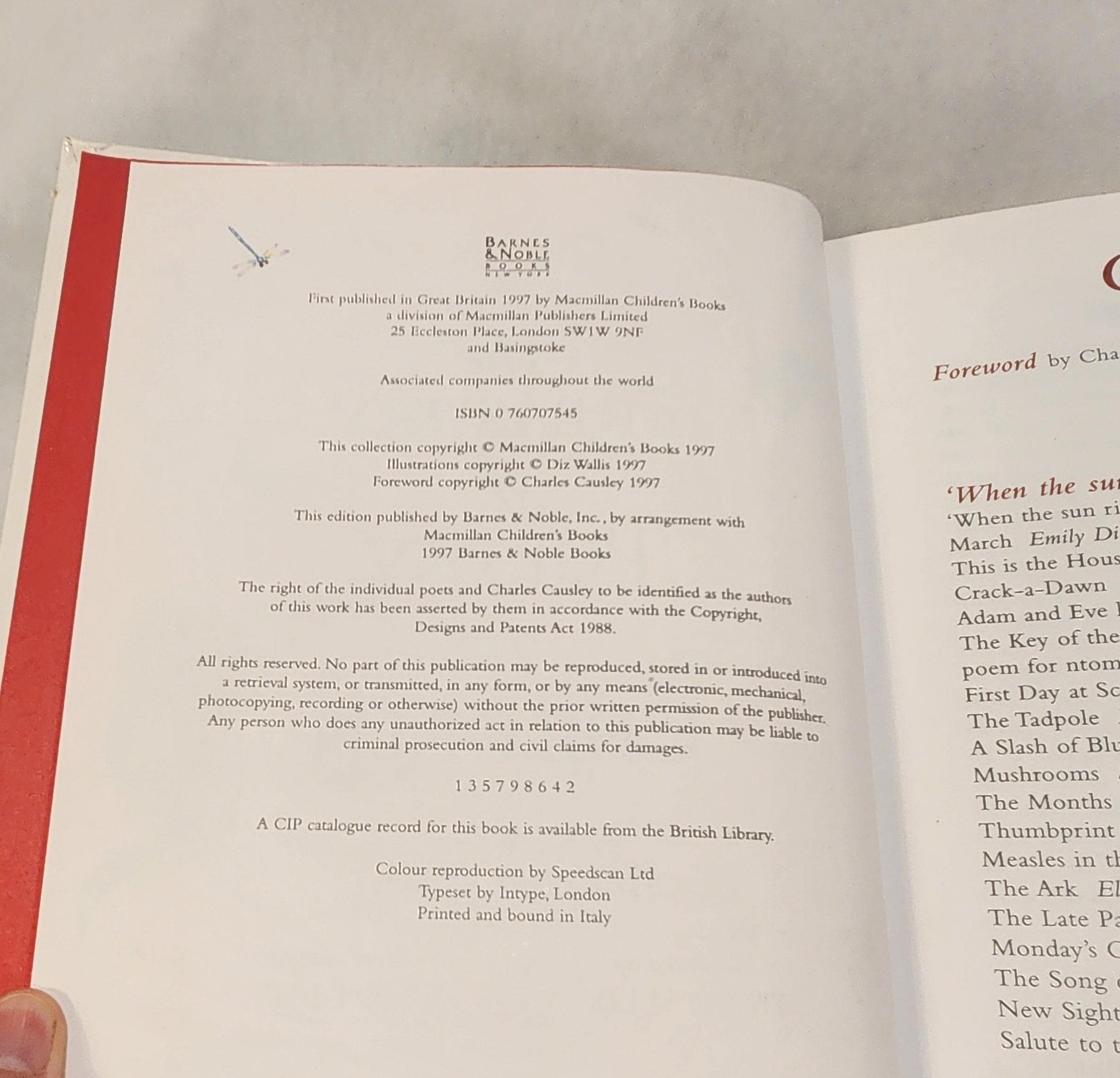 1997 Treasury of Poetry for Children Hardcover Book Susie Gibbs