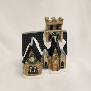 Ceramic Church Christmas House Light Not Included Vintage Christmas Village Holiday Decor