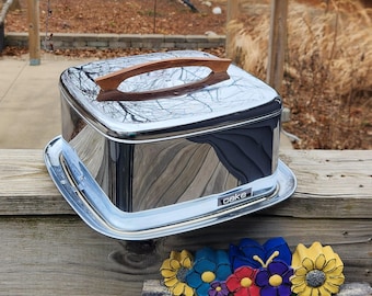 アメリカ　ビンテージ　キッチン雑貨　Lincoln ケーキカバー　フードカバー Vintage Lincoln Beautyware Cake Carrier, Stainless Steel Dessert