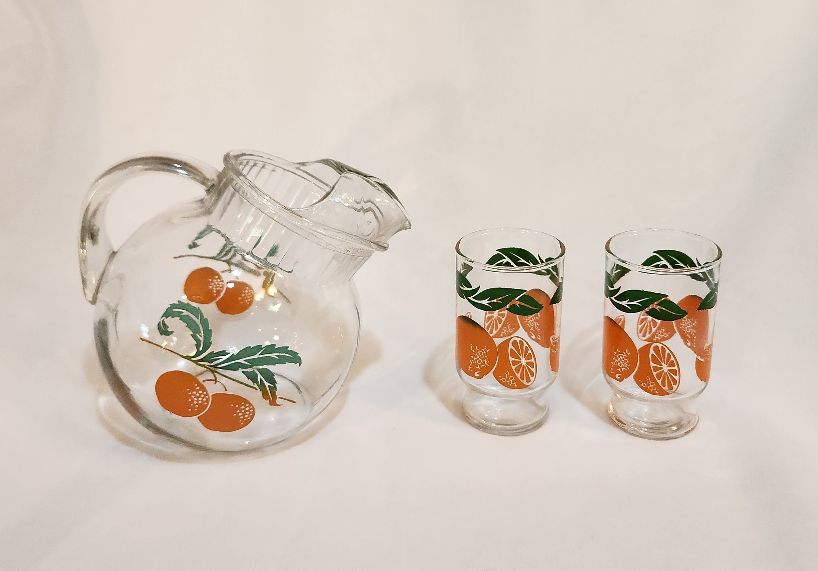 Antique Glass Pitcher Breakfast Carafe Glass Small Serving Pitcher Carafe  Apple Juice Orange Juice Thick Glass Serving Pitcher Juice Carafe 