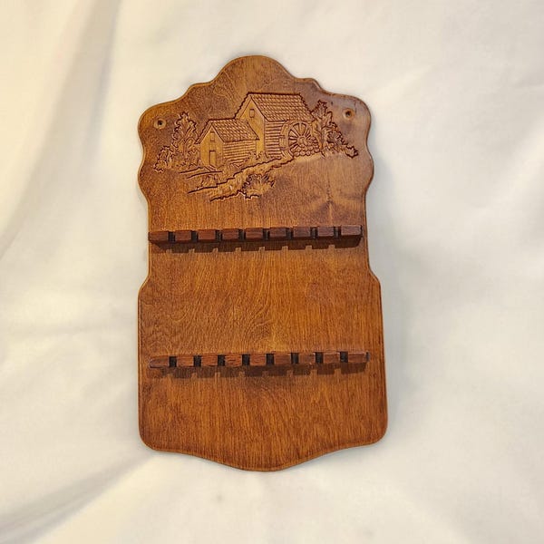 Soporte para cucharas de madera vintage de recuerdo: Molino de troncos, soporte para collares