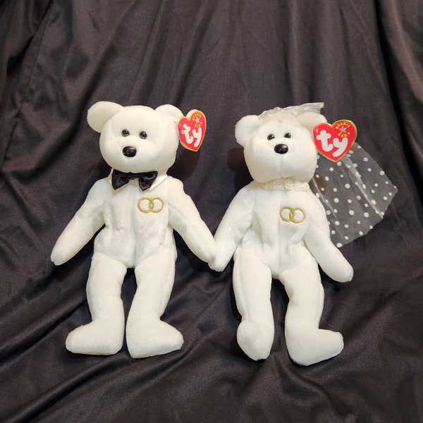 2001 Bride and Groom TY Beanie Babies Mr. and Mrs. Bear