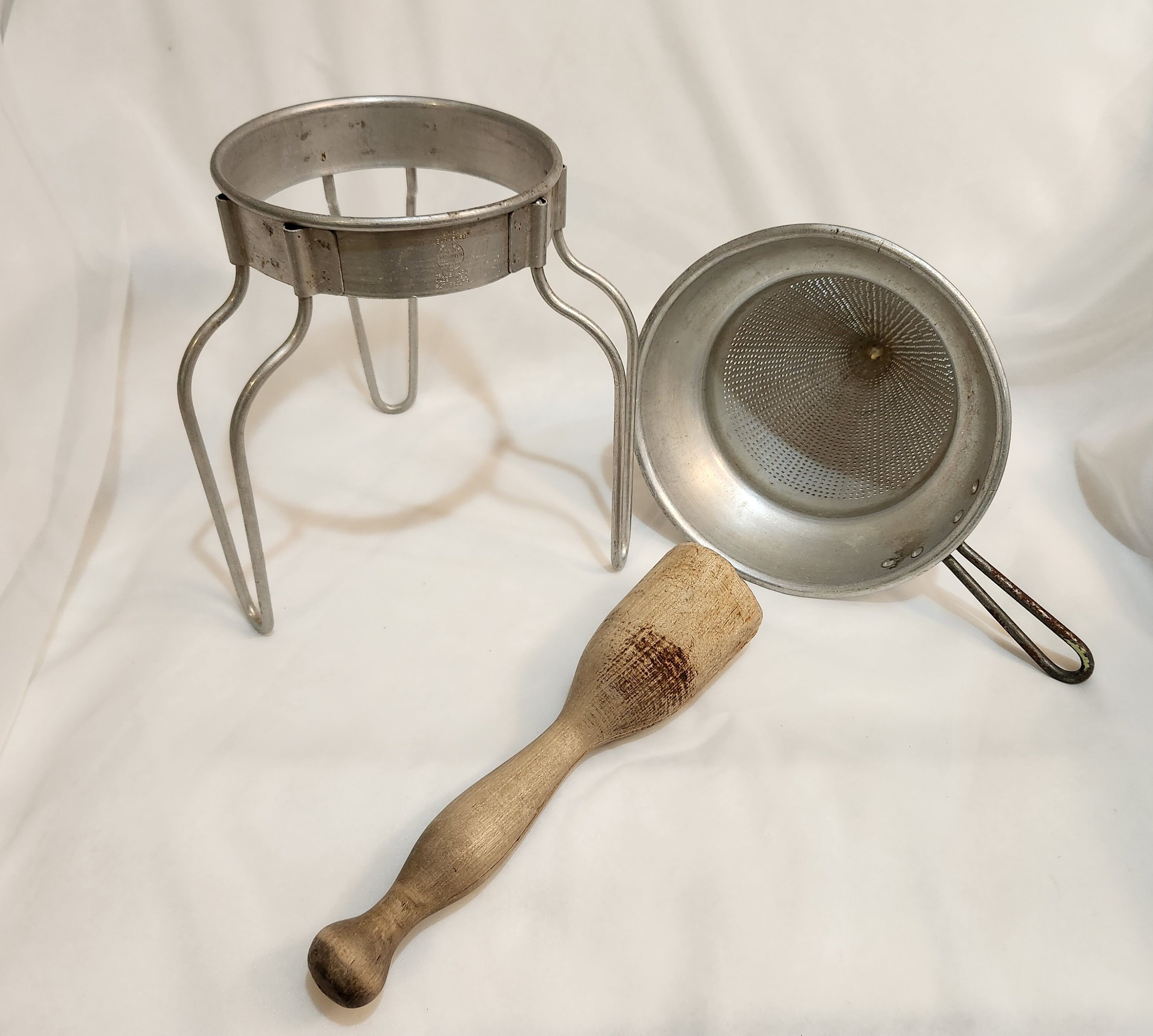 Wearever No. 462 Antique Aluminum Cone Food Mill With Wooden Etsy