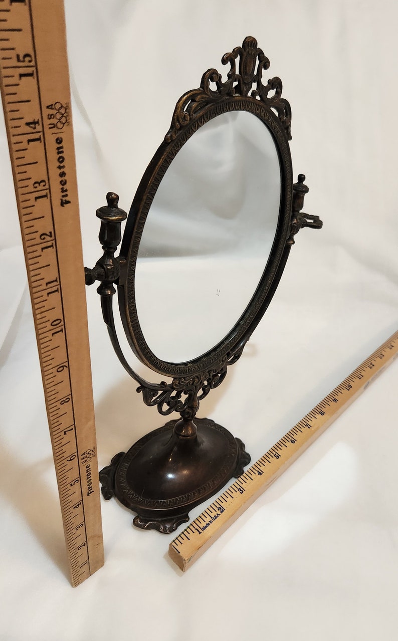 Pedestal Vanity Mirror Oval Pivoting Art Nouveau Style Etsy