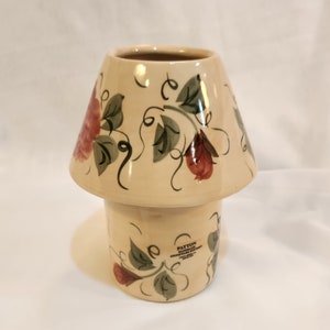 Ceramic Candle Jar Lamp Floral Shade and Pedestal Patton Pottery Vintage Lighting Decor