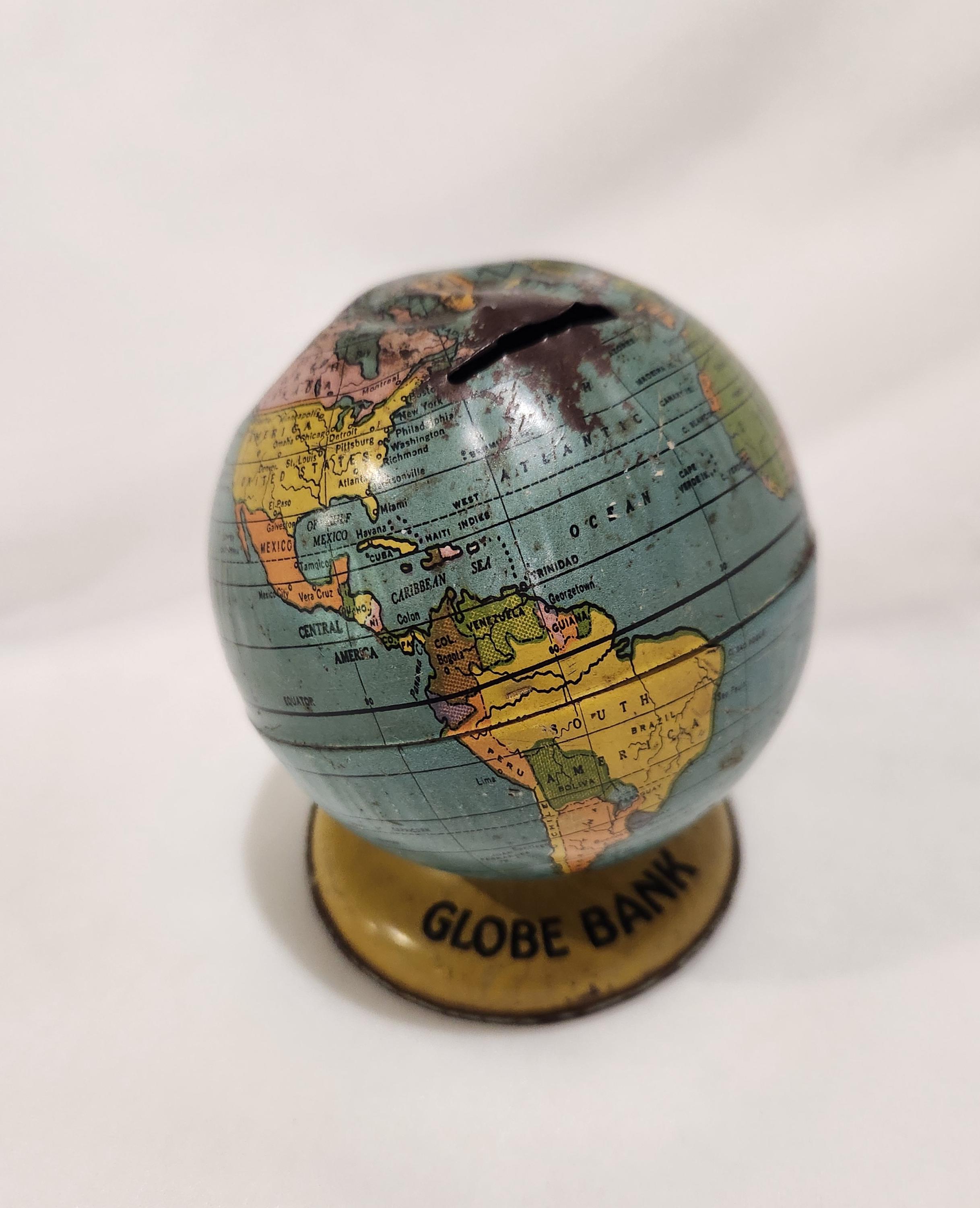 Vintage Metal Globe Coin Bank - Etsy