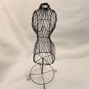 Vintage Wire Mesh Dress Form Mannequin: Female Torso, 15 Inch Figure Decor