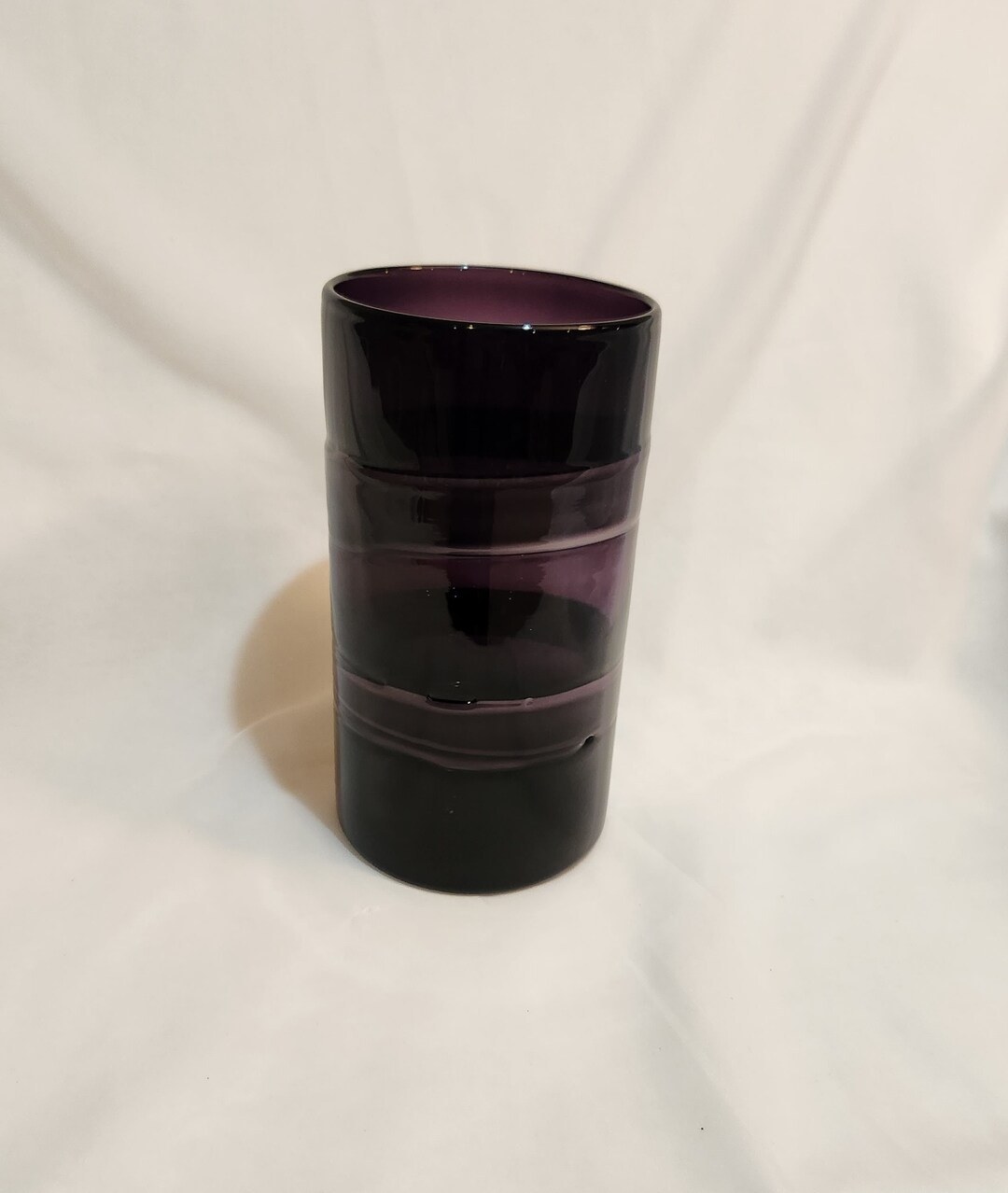 West Elm Hand Blown Heavy Glass Vase Purple Retired Vintage Garden Vase