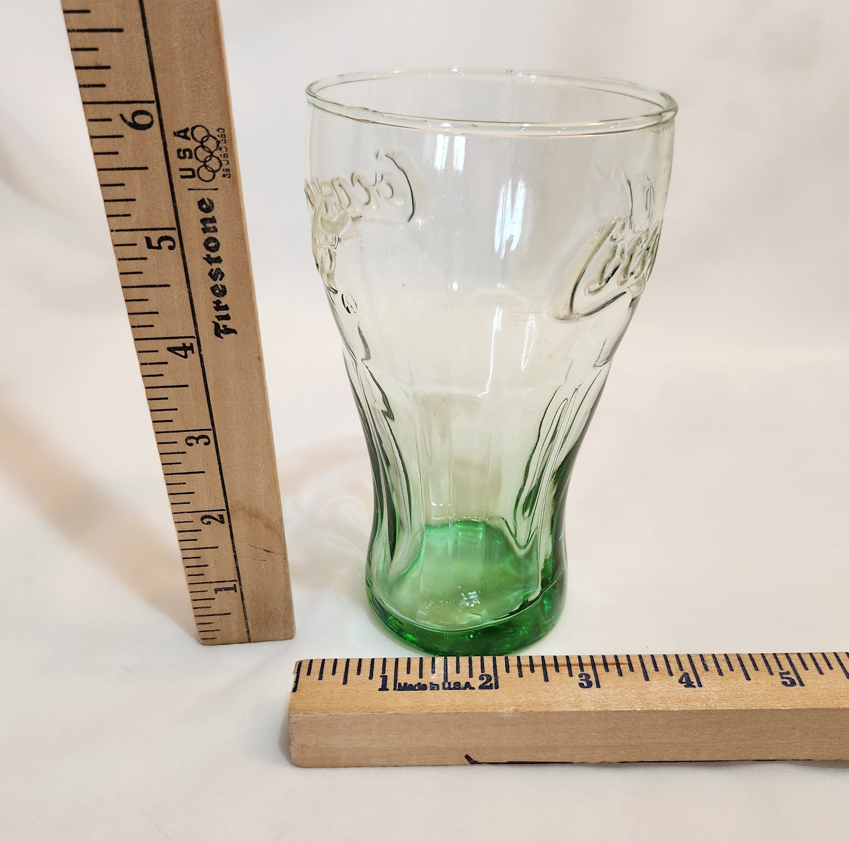 Green Coca Cola Glass Embossed Logo Bell Shaped Soda Fountain Etsy