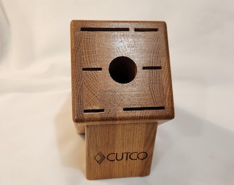 Vintage Cutco Knife Block Honey Finish 7 Hole Kitchen Organization