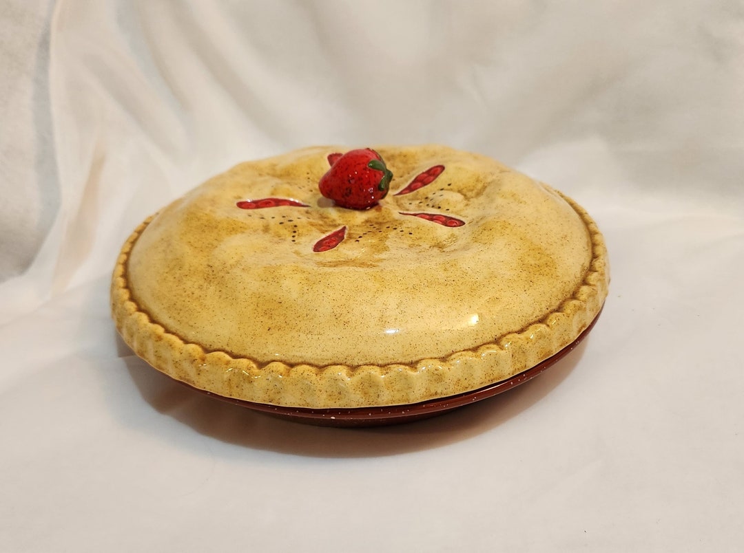 Strawberry Ceramic Pie Keeper Vintage Etsy
