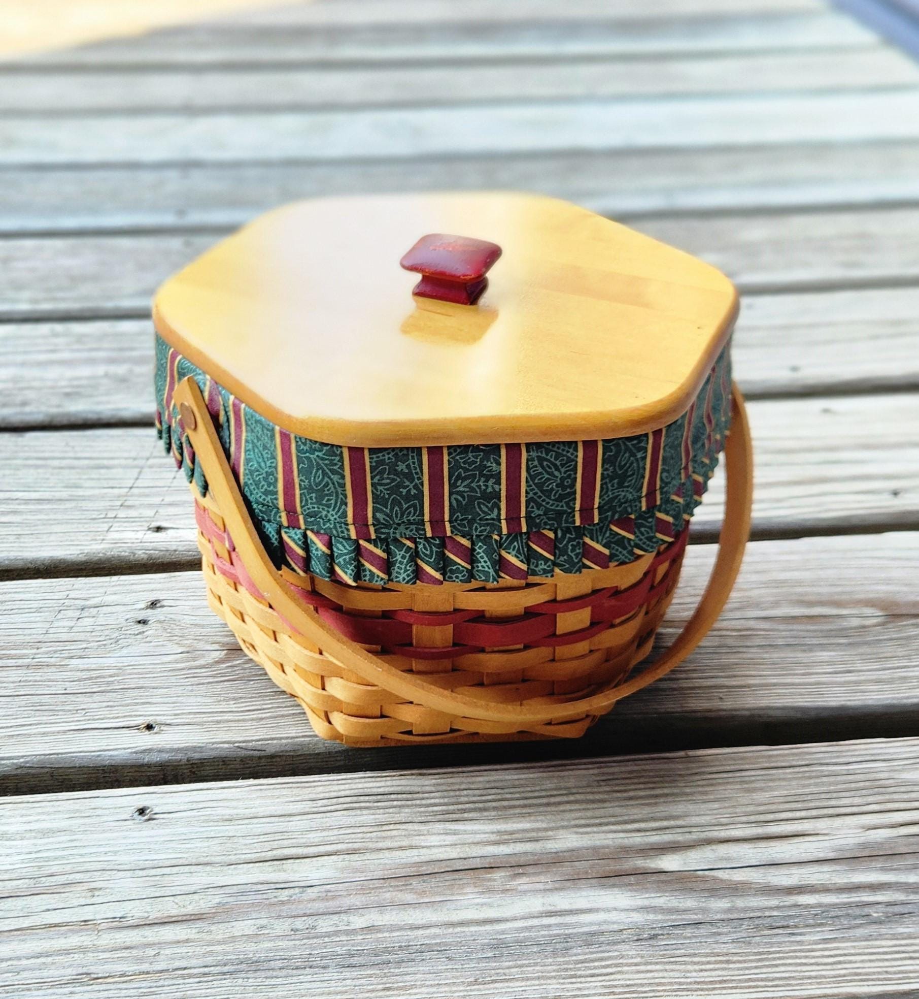 【希少】Longaberger バスケット3点セット USA Handwoven Vintage 1997 Longaberger Basket Hexagon Snowflake Christmas
