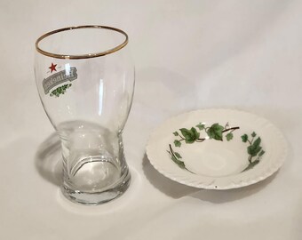 I..W.HARPERパブミラー Heinekenポスター 3点セット Heineken Half Pint Glass With Gold Rim Green Hops Design and