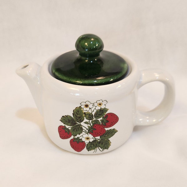 Strawberry Country Individual Teapot by Nelson McCoy Stoneware | Vintage Tea Pots Coffee Creamers